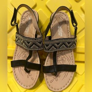 Naturalizer N5 Comfort Size 5.5 Embellished Black Sandals NWOT